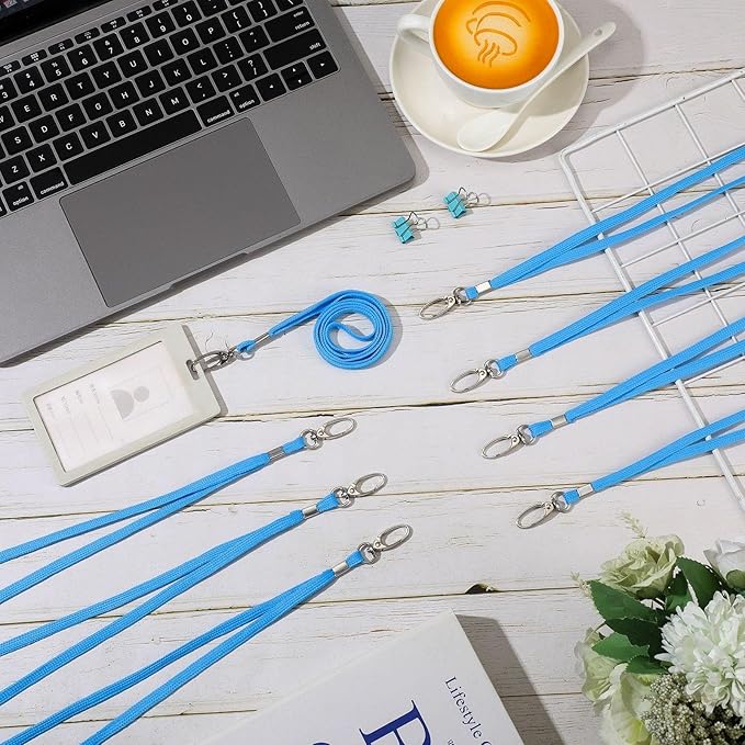 Patelai 120 Pcs Lanyards for ID Badges Neck Lanyard Bulk with Clip and Swivel Hooks Lanyard Keychain for Keys Name Tags (Blue)