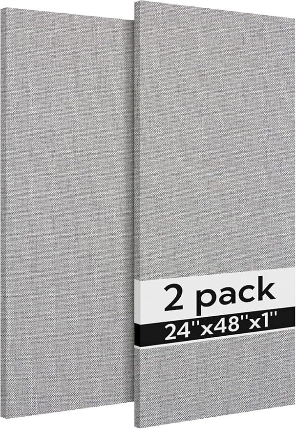 Olanglab Acoustic Panels 2 Pack, 48''x24'' Large Sound Panels, Fabric Wrapped Sound Proof Foam Panels for Walls, Sound Absorbing Panels for Recording Studio Acoustical Treatments (Light Grey)