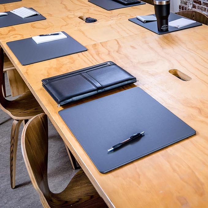 Dacasso 17" x 14" Gray Leatherette Luxury Conference Table Pad - Desk Blotter for Writing - Boardroom Organization & Executive Desk Decor