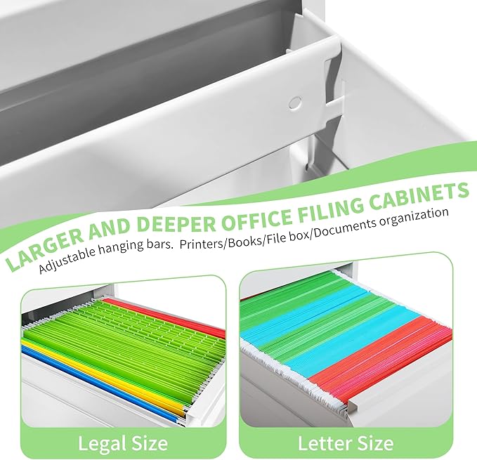 OPTYMIRA Metal File Cabinet with Drawer Heavy Duty Locking File Cabinets Home Office Steel Filing Cabinet Vertical File Cabinets for Legal/Letter Size File,Assembly Required