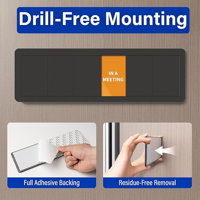 Office Door Signs with 6 Printed Status Options – Do Not Disturb, Out of Office, In a Meeting, Please Knock, Work from Home, Back Soon – Includes Custom Personalized Blank Sticker for Privacy Workspace or Studio Available and Away