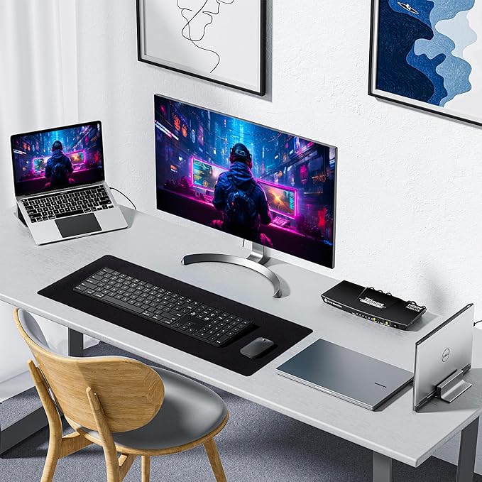 ALOANES Black Waterproof Desk Mat, Large Mouse Pad with Extended Mouse Mat, with Anti Slip Base, Stitched Edge, Grain Jacquard Surface, Perfect for Gamer, Office & Home, XXL 11.81''x31.50''x0.12''