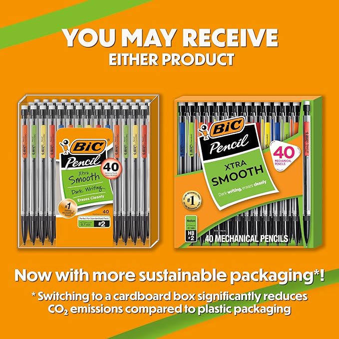 BIC Xtra Smooth Mechanical Pencil with 0.7 mm Medium Point, Refillable and Retractable, 40-Count Pack