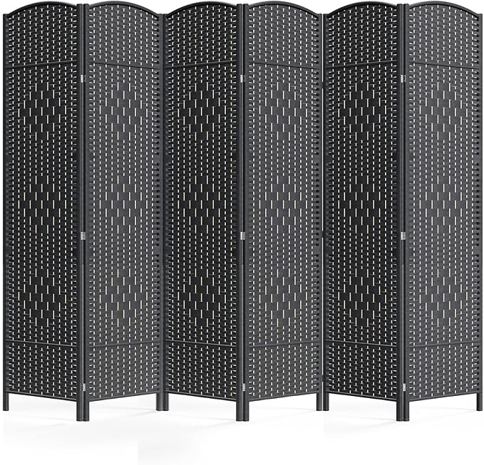 Cocosica 6 Panel Room Divider,6Ft Folding Privacy Screen,Tall - Extra Wide Foldable Panel Partition Wall Divider with Diamond Double-Weaved Hand-Woven Design Room Screen Divider