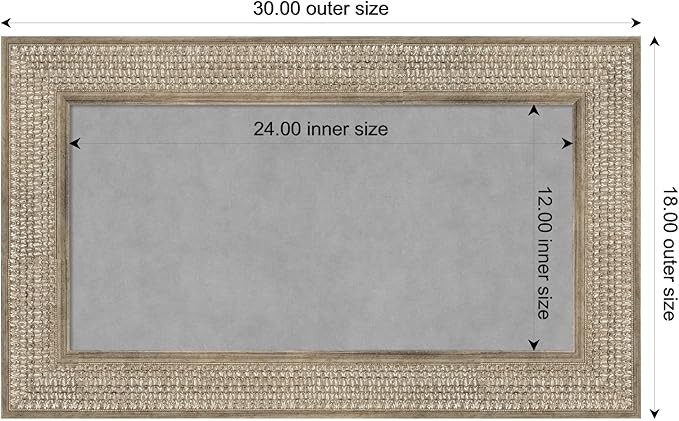 Amanti Art Silver Framed Magnetic Board 18x30 Small Vision Board for use with Magnets, 100% Metal Sheet to Display Items as Office Decor or for Home Organization in mudroom, Kitchen or Kids Room