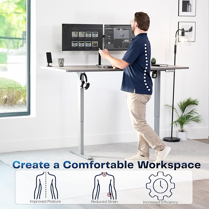VIVO Electric 71 x 36 in Standing Desk, Memory Height Adjustment, 1B Series, Holds 220 lbs, Dark Gray Top Gray Frame, DESK-KIT-1G7G-36