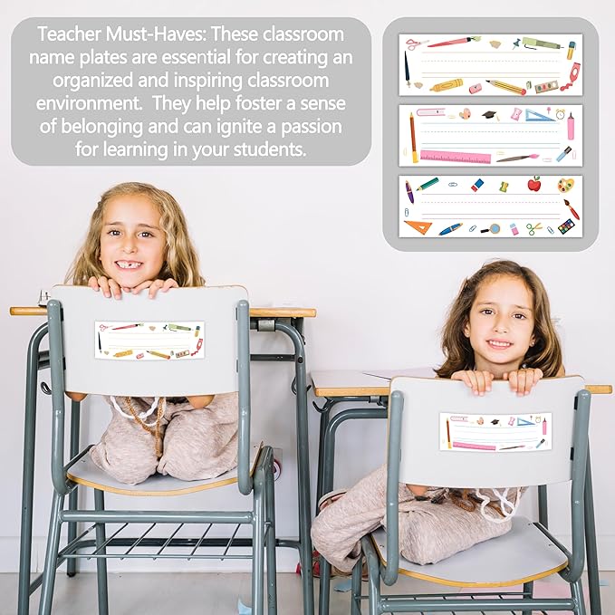 30 Name Tags for Classroom Cubbies, 3x9 in Colorful Name Plates for Desks, Classroom Must Haves for Teachers Elementary - A05