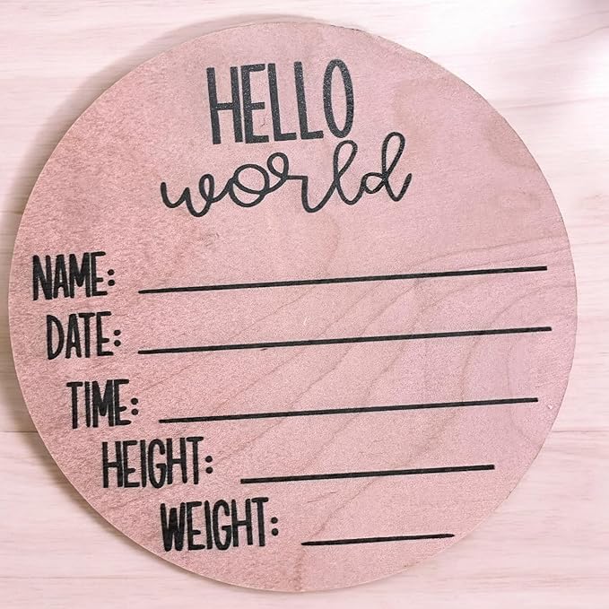 Silva lining designing Baby Shower Sign, Newborn Girl Nursery Decor, Wood round, Girls decorative, Home Decor for Baby Girl, Newborn Gift (Birth Stats-Pink Posy)