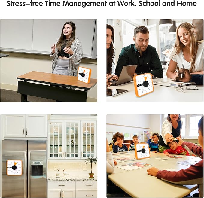TWENTY5 SEVEN Countdown Timer 7.5 inch; 60 Minute 1 Hour Visual Timer – Classroom Teaching Tool Office Meeting, Mechanical Countdown Clock for Kids Exam Time Management Magnetic, Yellow