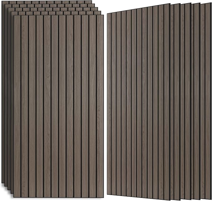 AUTORIFIC Wood Veneer Sound Panels, 10 Pack 47.2”x23.6” Wall Panels, Decorative Acoustic Panels for Walls, for Office,Home Theater,Studio,Living Room, Walnut(Mitred)