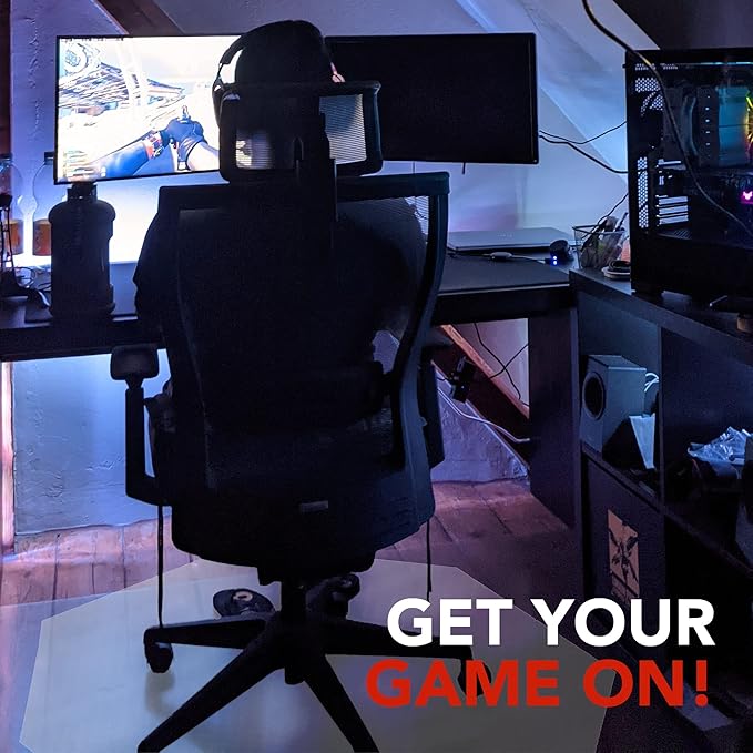 DESKU - Octagon Gaming Chair Mat, Computer and Office Chair Mat for Hard Floors, Clear, 46 Inches x 49.5 Inches, Made in The USA