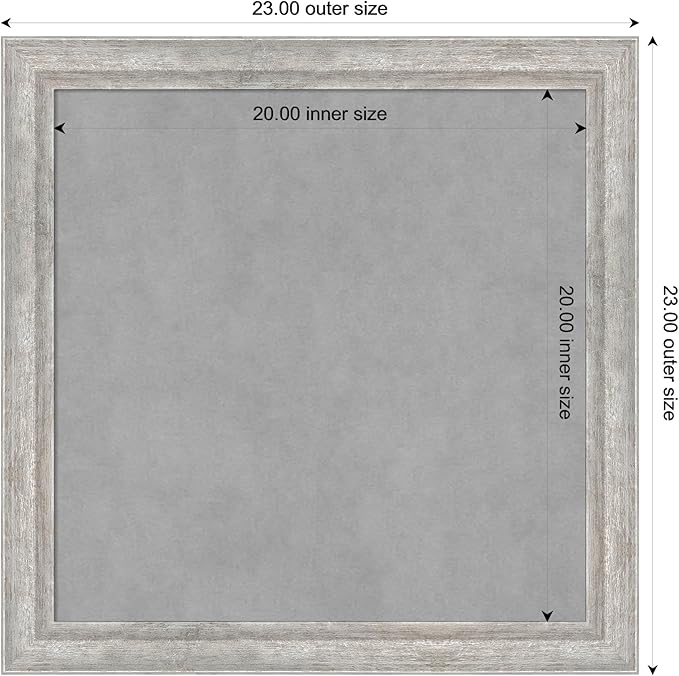Amanti Art Silver Framed Magnetic Board 23x23 Medium Vision Board for use with Magnets, 100% Metal Sheet to Display Items as Office Decor or for Home Organization in mudroom, Kitchen or Kids Room