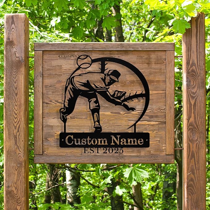 Personalized Baseball Metal Sign Custom Baseball Signs Wall Art, Custom Name Sign for Player, Boys Room Decor, Sports Wall Decor, Gift for Boys, Team, Dad, Man