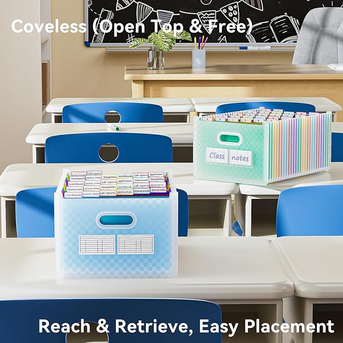 ThinkTex 26-Pocket Accordion File Organizer, Upright & Open Top, A–Z Colorful Tabs, High Capacity Expanding File Folder, Letter/A4 Size Essentials for School, Home, and Office- Blue