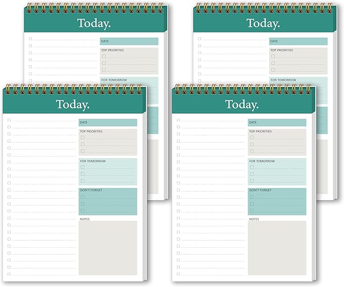 GOLDPEI To Do List Notepad - Daily Planner Notepad Undated 52 Sheets Tear Off, 6.5" x 9.8" Planning Pad Checklist Productivity Note Pad for Work and Personal Organized (4 Pack)
