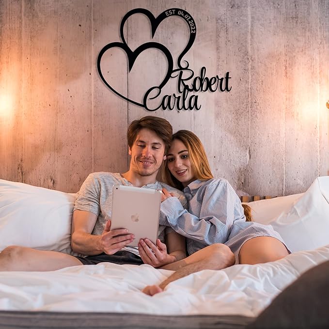 Personalized Valentines Metal Wall Sign, Custom Infinity Heart Love Couple Name Sign, Valentine's Wedding Gifts for Couples, Metal Engagement Sign, Home Decoration, Gift for Anniversary