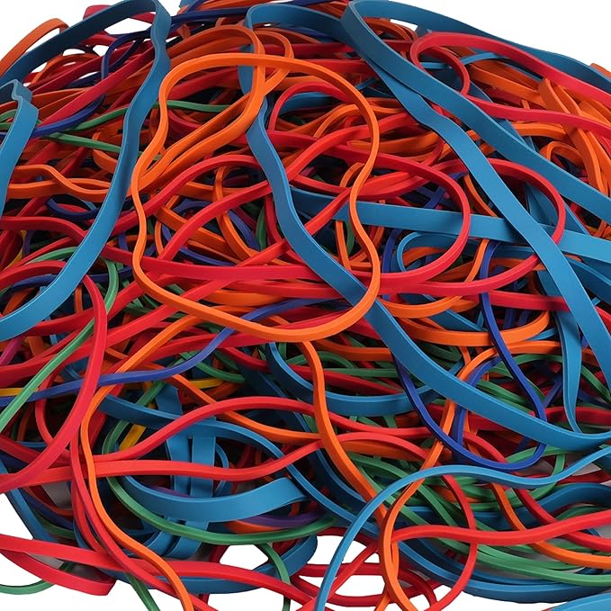 Rubber Bands Assorted Sizes Multicolor 0.5lbs 4 sizes large rubber bands heavy duty Elastic Bands for Office supplies size#117A,size#117B,size#8in,size(4-4/5" x 1/8")