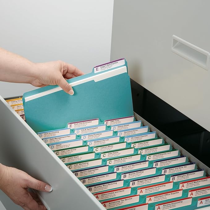 Smead Standard File Folders, 100 Count, Teal, 1/3-Cut Tabs, Letter Size (13143)