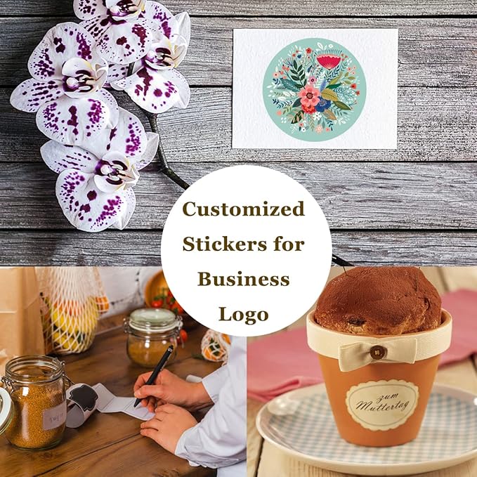 Custom 100,150pcs Personalized Stickers with Any Design Image Logo Text for Business, Thank You Labels, 1/2/3/4 inch (Flower)