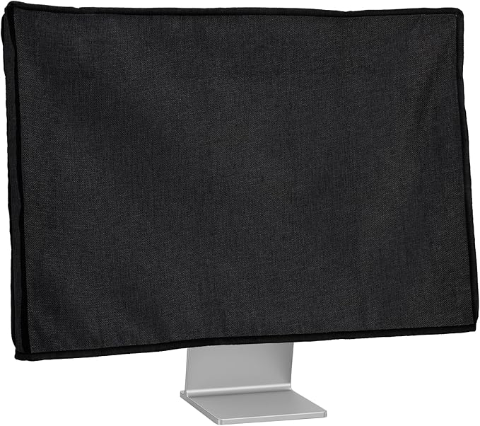kwmobile Dust Cover for 27-28" Monitor - Linen Monitor Display Protector - Protect Your Computer Screen - Black