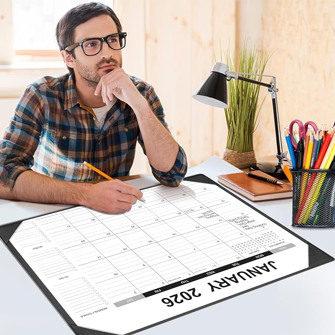 Desk Calendar 2026-2027 with Desk Mat – 22" x 17" Large Desk Pad Calendar Runs from January 2026 to June 2027, Office Supplies Desktop Calendar with To-Do, Notes & Goals Sections, for Office Planning or Organizing