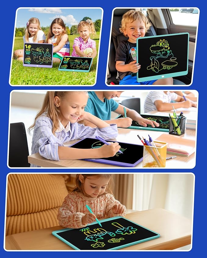 KOKODI LCD Writing Tablet for Kids 16 Inch Colorful Doodle Board, Electronic Drawing Pad for Kids, Educational and Learning Toys Gifts for 3-8 Year Old Boys and Girls