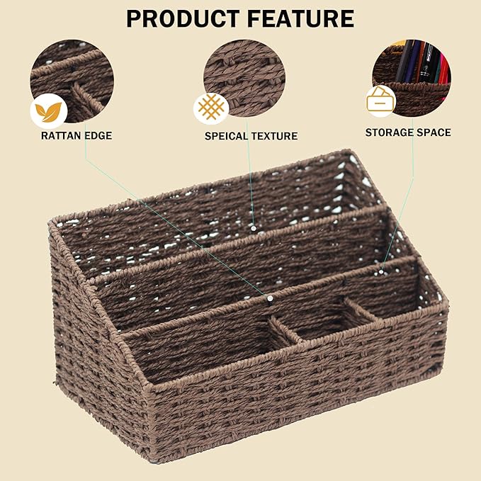 Boershun Mail Organizer Countertop, Mail Organizer, Mail Sorters, Magazine File Holder, Desk Organizer and Accessories, Dark Brown
