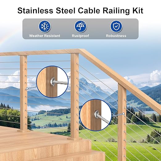 BLIKA 100Pack Cable Railing Adhesive Sleeves for 1/8" 5/32" 3/16" Wire Rope Cable, T316 Stainless Steel, 2.8mm Thickness Cable Railing Protector Adhesive Sleeves for Deck Stair Cable Railing Post Kits
