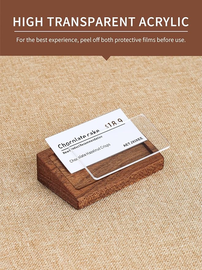 6 Pack Mini Wood Price Tag Label Holder Tabletop Stand or Recline Small Sign Holder for Retail Store Boutique Name Card Restaurant Food Labeling (2.36X1.18 in)
