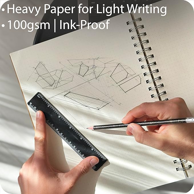 le vent 2-Pack A4 Dot Grid Spiral Notebooks - 8.5 x 11 Dotted Journals with 200 Pages of Premium 100gsm Thick Ink-Proof Paper - Large Bullet Journal for Writing, Sketching, and Work