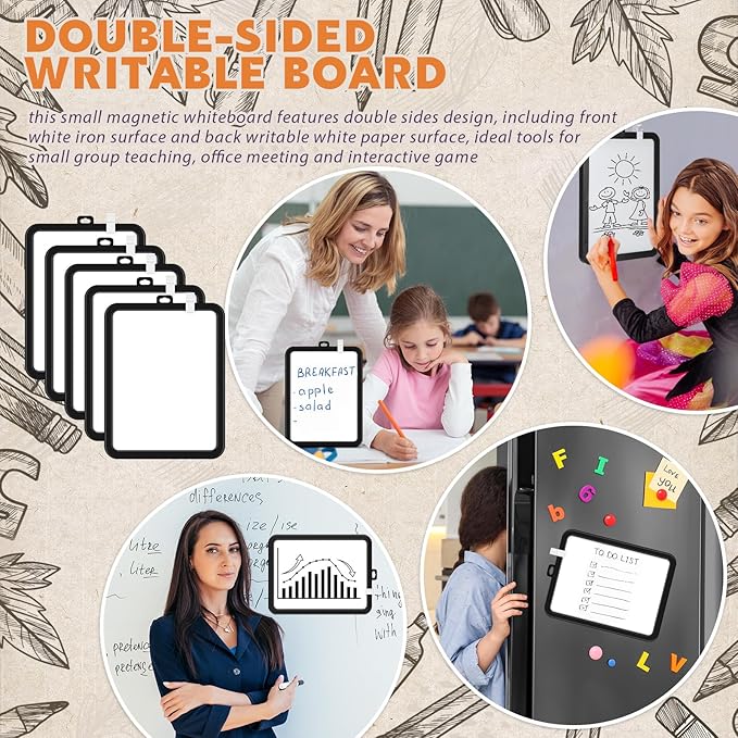 Outus 10 Pcs Dry Erase Mini White Boards Bulk 8.5 x 11'' Small Magnetic Whiteboard Double Sided Colored Writing Boards for Kids Students Locker Fridge(Black)
