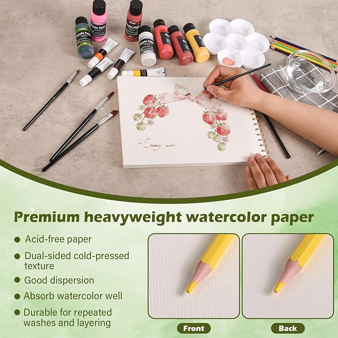 3-Packs Watercolor Paper Pad 3.5x5.5 Inch | 30 Sheets 140lb/300g,Spiral-Bound, Tear-Resistant & No-Bleed | Artist-Grade for Water Color Paper/Ink | Compact Travel Sketchbook (Adults,Beginners)