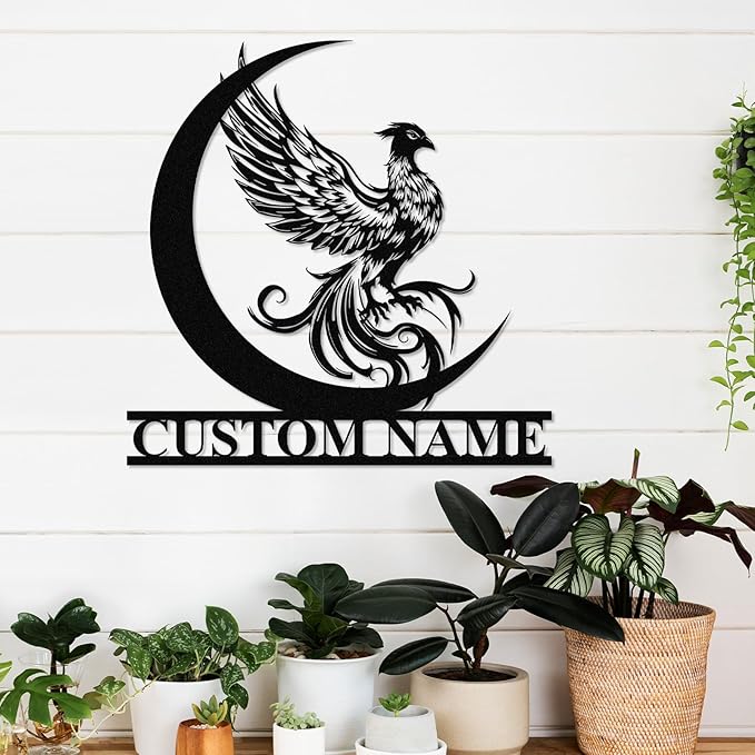 Dyoart Custom Phoenix Metal Sign | Personalized Last Name Signs | Phoenix Wall Art | Metal Outdoor Wall Decor | Personalized Housewarming Gifts | Phoenix Wall Decor for Living Room Bedroom