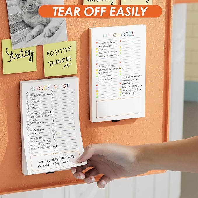 SooHeeRange 3 Pack Magnetic Grocery List Pad with Full Back Magnet & Pen Holder, Totally 180 Sheets for Fridge, To-Do List and Memo Notepad (4.5x7.5 Inch, Blank)