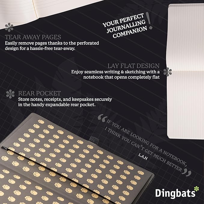 Dingbats* - Wildlife Plain Extra Large A4 Notebook - PU Leather Hardcover Journal for Work, Writing - Pocket, Elastic Closure, Pen Holder, Bookmark