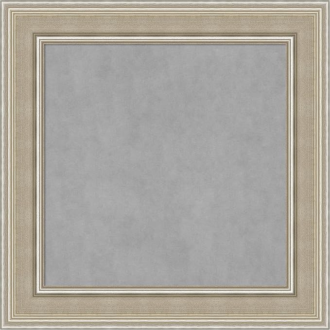 Amanti Art Silver Framed Magnetic Board 16x16 X-Small Vision Board for use with Magnets, 100% Metal Sheet to Display Items as Office Decor or for Home Organization in mudroom, Kitchen or Kids Room