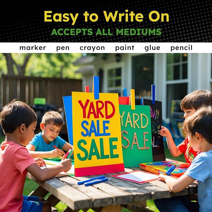 Hygloss Large Colored Poster Board 22x28 - 25 Assorted Standard Color Poster Boards Bulk Pack - Red, Yellow, Green, Blue, Black - 10 Pt. Thickness Poster Board Paper - Posterboard Multipack 22" x 28"