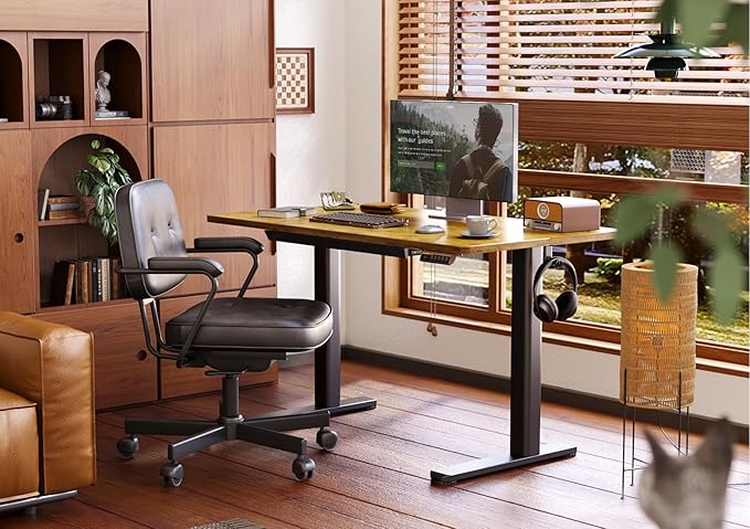 Claiks Standing Desk with Drawers, 48 x 24 Inches Electric Standing Desk Adjustable Height, Sit Stand Up Desks Computer Workstation, Rustic Brown