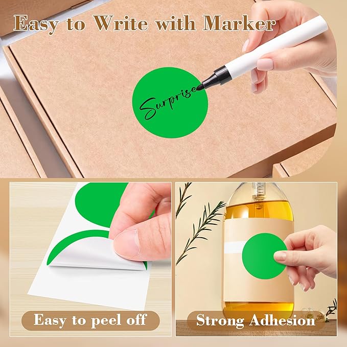 2 Inch Color Coding Round Labels (2000Pcs, 4 Rolls) - Round Color Dot Stickers for Inventory, Pantry, Warehouse Organization - Green Circle Dot Labels