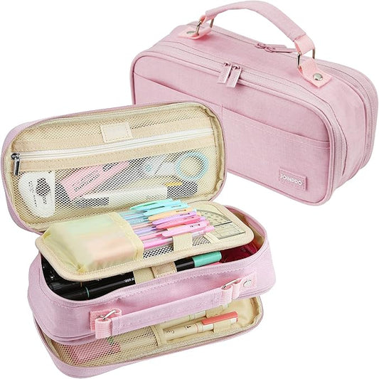 JOINPRO Pencil Case, Large Capacity Pencil Case Organizer; Double Zipper Storage Bag; Big Pencil Pouch for College School Office Teen Girl Boy Men Women Adult