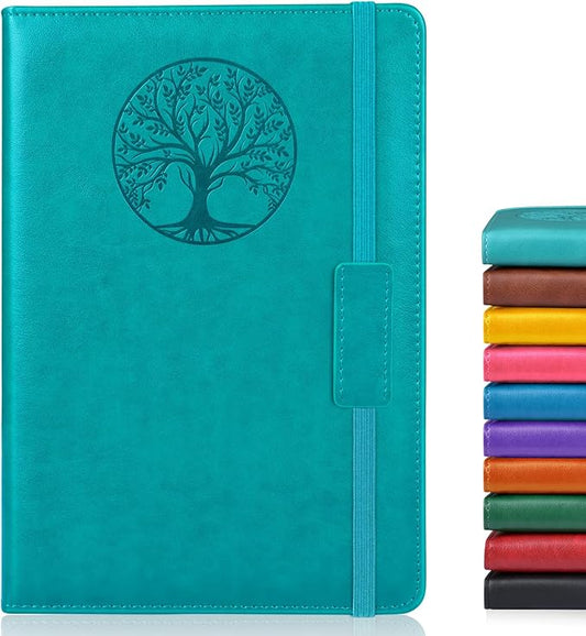 Biuwory Lined Journal Notebook for Women Men,256 Pages A5 Hardcover Leather Journals for Writing,Travel,Business,Work & School,College Ruled Notebooks for Note Taking,Diary Notepad 5.7"×8.3" (blue)