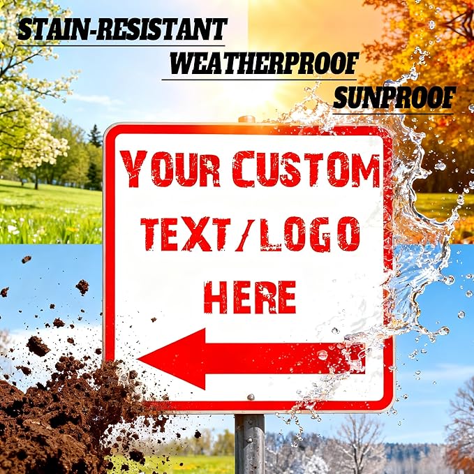 Custom Square Directional Signs - 8 * 8 inches - Corporate logos/warning text, for indoor and outdoor use
