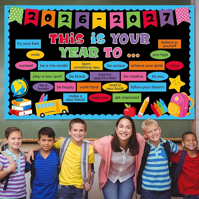 This is Your Year Set Bulletin Board Becorations Classroom Decoration Inspirational Welcome Back to School Colorful Bulletin Board Cutouts for School Office Classroom Home Chalkboard Wall Decor