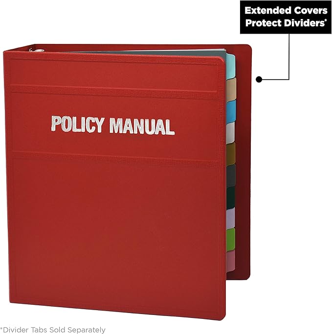 Carstens 3-Inch Heavy Duty Round Ring Binder for Policy Manuals – Side Opening, Brick Red, Durable Plastic Covers, No-Gap Rings, No Pockets, Holds 400 US Letter Sheets, Made in USA (1760-3R)