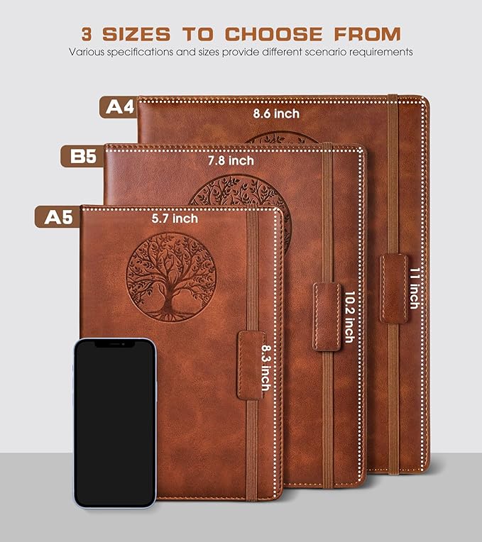 Biuwory Lined Journal Notebook for Women Men,256 Pages B5 Large Hardcover Leather Journals for Writing,Travel,Business,Work & School,College Ruled Notebooks for Note Taking,Diary Notepad 7.8"×10.2"