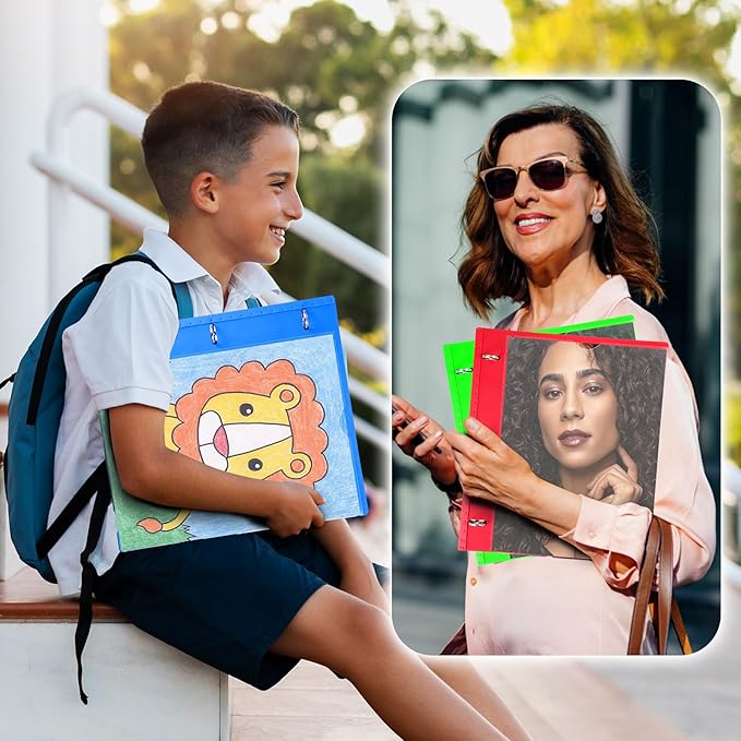 WOT I 1 Inch Telescoping 3 Ring Binder 4 Pack, Expandable Flexible Binder with Customizable Front Cover & Clear Catalog Pocket, Holds 225 Sheets, Assorted Colors, School Office Supplies