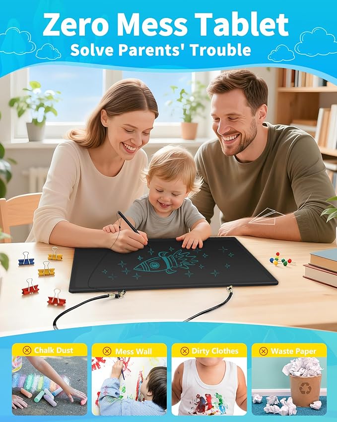 [Rechargeable] 20 Inch LCD Writing Tablet for Kids, Extra-Large Drawing Tablet for Adults, Educational & Learning Toys for Boys Girls Ages 8-12 Years Old, Drawing Board for Kids Birthday Gift (Black)