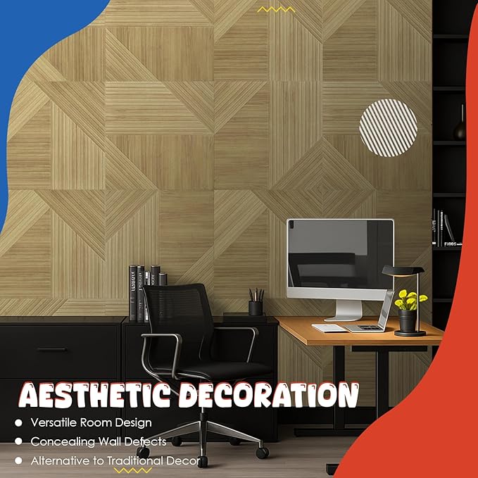 EVENRISING Large Acoustic Panels 6 Pack,Soundproof Wall Panels 23.6 x 23.6 Inches,Decorative Sound Panels,Self-Adhesive Acoustic Wall Panels for Home Studio Office, Harmony Geometric