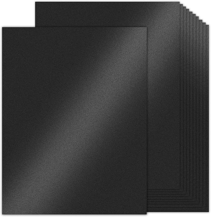 24 Sheets Black Shimmer Cardstock 8.5 x 11 Metallic Paper, Goefun 80lb Card Stock Letter Size Sheets for Halloween, Invitations, Scrapbooking, Crafts, Graduations