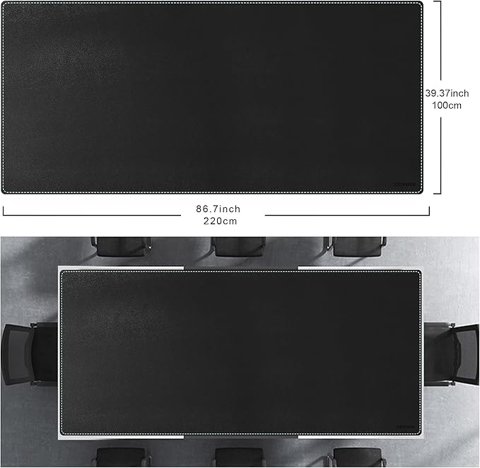 CENNBIE MAX220 86.6" x 39.4" Leather Desk Mat Protector, Extra Large Leather Desk Pad for Full Desk - XXL Super Large Mouse Pad (Black)